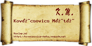Kovácsovics Máté névjegykártya