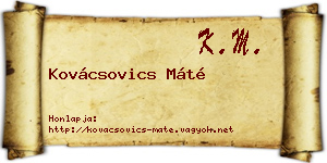 Kovácsovics Máté névjegykártya